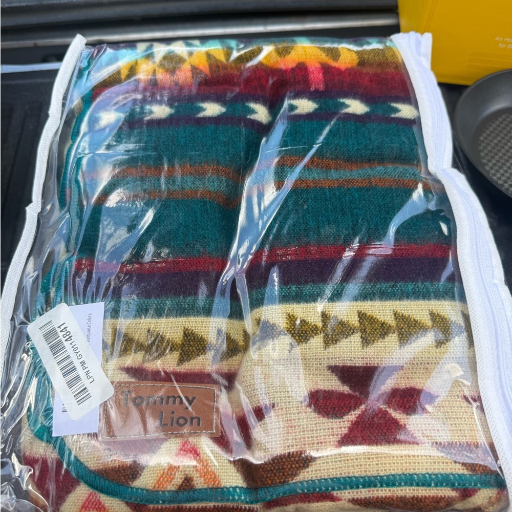 Teal and Cream Aztec Pattern Throw Blanket